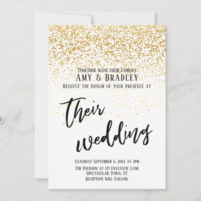 Lässige Handschrift Confetti Typografy Wedding Einladung (Vorderseite)