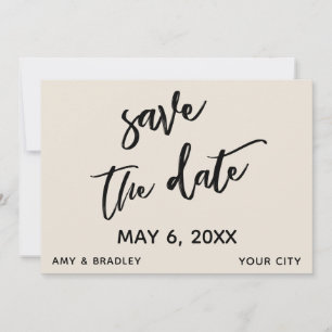 Lässige Handschrift-Cream-Hochzeitstypografie Save The Date