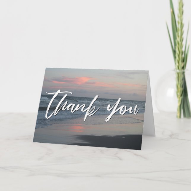 Lässige Handschrift Danke an Topsail Beach Sunset Karte (Vorderseite)