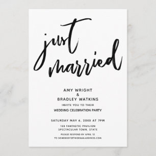 Lässige Handschrift Gerade Verheiratet Hochzeitsem Einladung