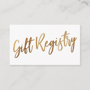 Lässige Handschrift Gold Typografy Gift Registry Begleitkarte