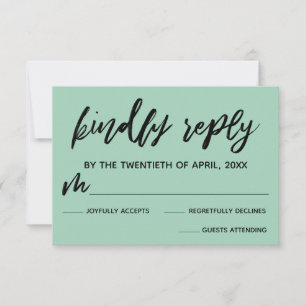 Lässige Handschrift Light Green Wedding RSVP Card Karte