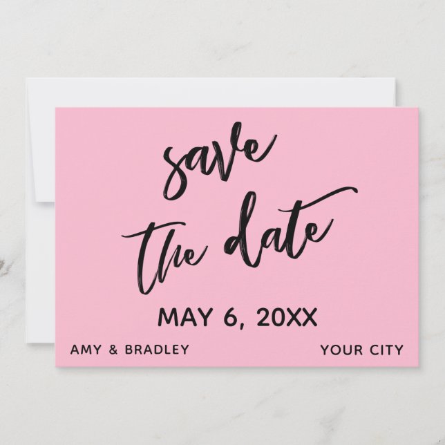 Lässige Handschrift Medium Pink Wedeltypografie Save The Date (Vorderseite)