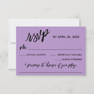 Lässige Handschrift mit Song Request Hübsch Lila RSVP Karte