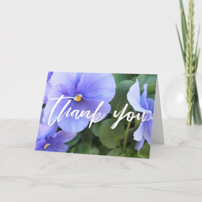 Lässige Handschrift Vielen Dank für Lila Stiefmütt Karte (Vorderseite)