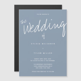 Lässige Hochzeit der modernen, blauen Typografie Magneteinladung