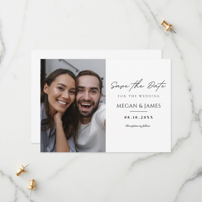 Lässige Hochzeit mit einfachem Foto Save The Date (Vorderseite/Rückseite Beispiel)