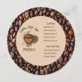 Lässige Kaffeebohnen hinzufügen Menü Kaffeeshop Menükarte