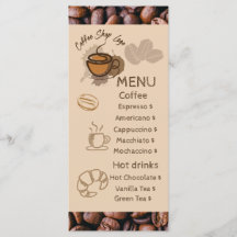 Lässige Kaffeebohnen hinzufügen Menü Kaffeeshop