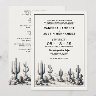 Lässige Kaktus Hochzeit mit Details Einladung