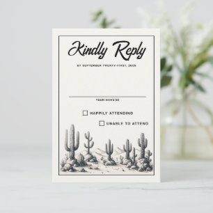 Lässige Kaktus Hochzeit RSVP Karte