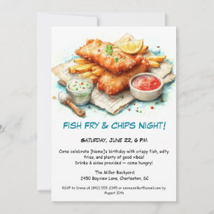 Lässige Meeresfrüchte - Fisch & Chips Geburtstag Einladung