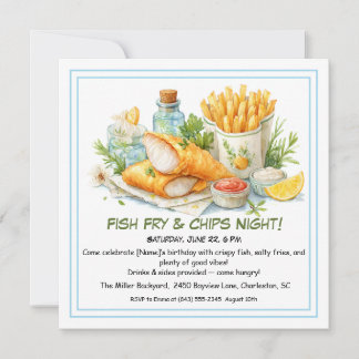 Lässige Meeresfrüchte - Fisch & Chips Geburtstag Feiertagskarte