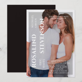 Lässige Minimalistische Schwarz-weiße Foto Hochzei Einladung