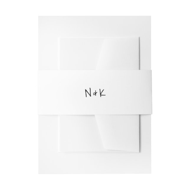 Lässige Monogramm Einfache Schwarz-Weiß-Hochzeit Einladungsbanderole (Vorderseite Beispiel)