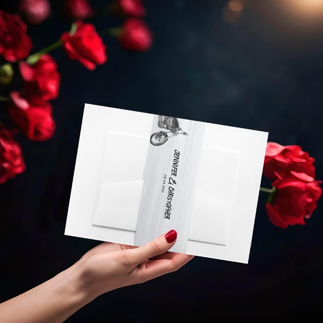 Lässige Motorradfahrer Hochzeit Einladungsbanderole (Von Creator hochgeladen)