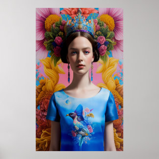 Lässige Prinzessin der Blauen Krone Poster