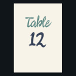 Lässige Retro-Quirky-Handschrift Grüne blaue Hochz Tischnummer<br><div class="desc">Lässige Retro Quirky Handwriting Green Blue Wedding Tischnummer</div>