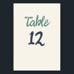 Lässige Retro-Quirky-Handschrift Grüne blaue Hochz Tischnummer<br><div class="desc">Lässige Retro Quirky Handwriting Green Blue Wedding Tischnummer</div>