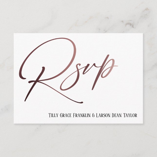 Lässige Rose Gold Handwriting UAWG Song Anfrage Begleitkarte (Vorderseite)