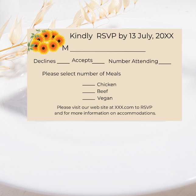 Lässige RSVP-Karte für Sonnenblumen RSVP Karte (Von Creator hochgeladen)