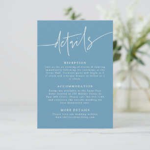 Lässige Schrift Denim Blau Hochzeitsdetails Begleitkarte