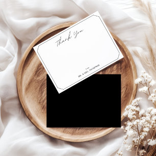 Lässige Schrift Hochzeit Danke Schwarzer Rand Mitteilungskarte