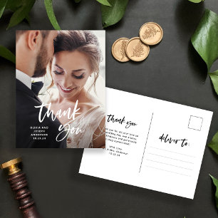 Lässige Schrift und Foto   Danke zur Hochzeit Postkarte
