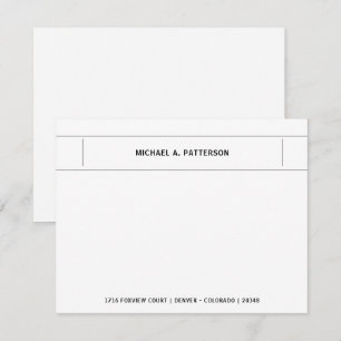 Lässige schwarze personalisierte Namens-Adresse-Gr Mitteilungskarte