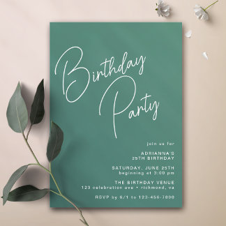 Lässige Typografie | Modernes Meeresgrün Aquamarin Einladung