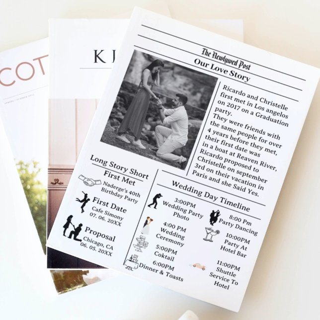 Lässige Zeitung Hochzeit speichern das Datum Einladung (Von Creator hochgeladen)