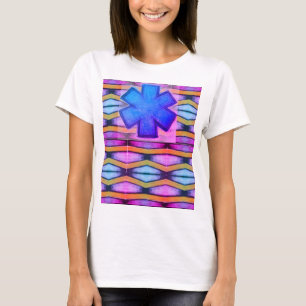 Lässige Zickzack lila Orange EMT T-Shirt
