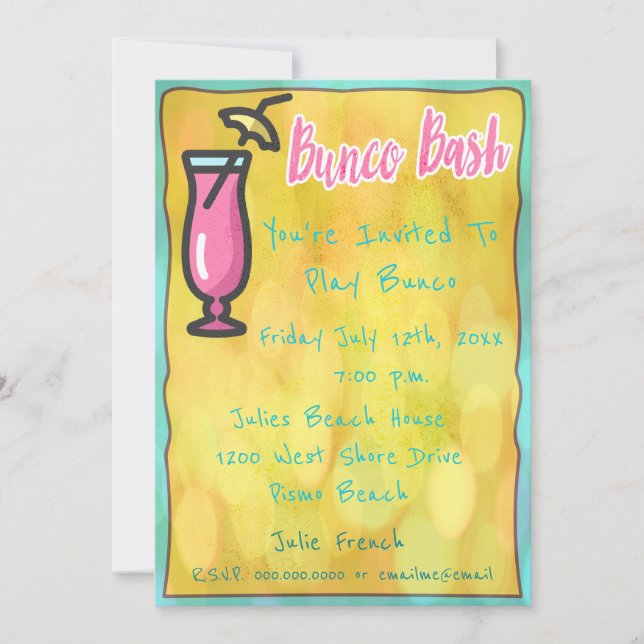 Lässiger Bunco Bash Einladung (Vorderseite)