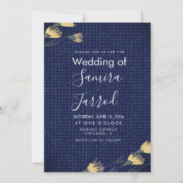 Lässiger Denim und wilde Blume Einladung Hochzeit