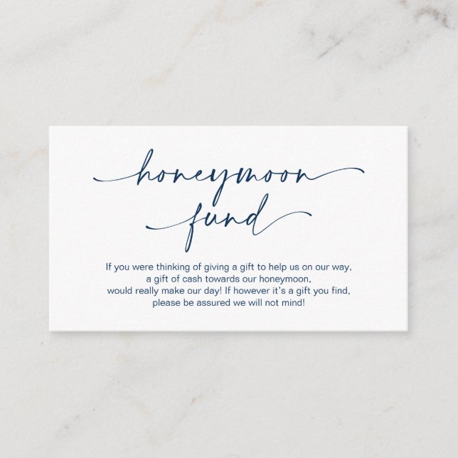 Lässiger Minimalistischer Marineinfolben, Honeymoo Begleitkarte (Vorderseite)