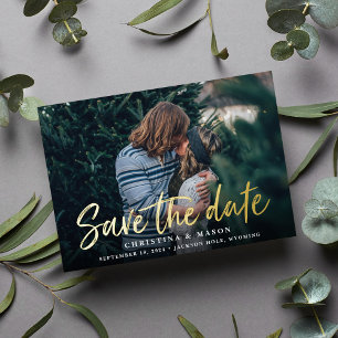 Lässiger Pinsel Save the Date Fotokarte Folieneinladung