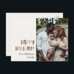 Lässiger Single Foto Happy Feiertagspostkarte<br><div class="desc">Diese lässige farbenfrohe Single Foto fröhliche Ferien Postkarte ist perfekt für Ihren lustigen, kreativen, hellen Urlaub Gruß. Es ist ein einzigartiger, spielerischer, moderner Schriftart in Rot, Boho Bräune und heller und dunkelgrüner Farbe, die für ein fröhliches, saisonales Ambiente sorgen. Wenn Sie Ihren Lieben den dunklen Winter mit niedlichem Feiertagsjubeln näher...</div>