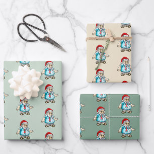 Lässiger Weihnachtsmann in Sandalen Geschenkpapier Set