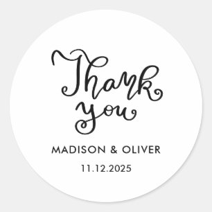 Lässiges Chic Script Vielen Dank Hochzeit Runder Aufkleber