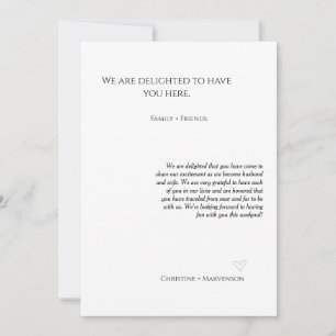 Lässiges Drehbuch Hochzeitsempfang & Wochenende Ankündigung