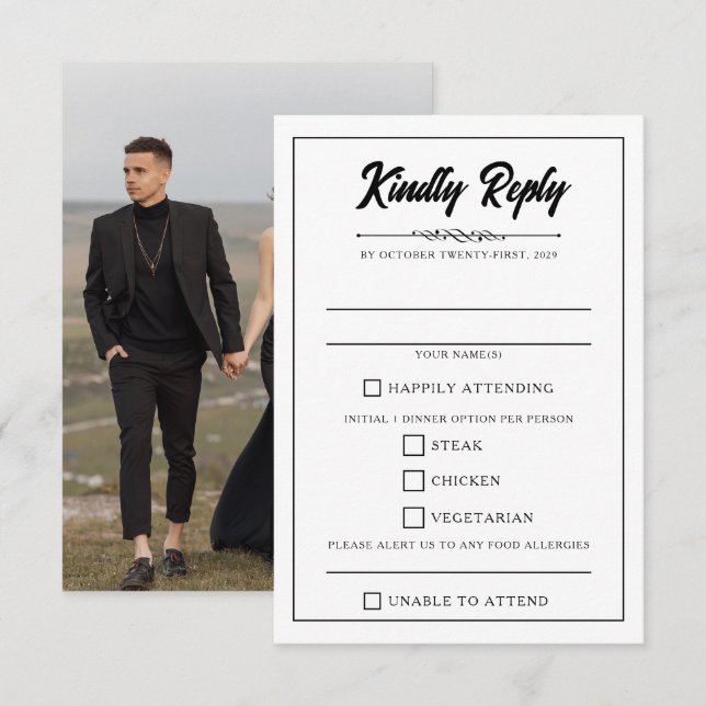 Lässiges Foto RSVP Karte (Vorne/Hinten)