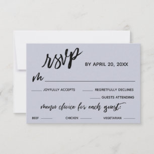Lässiges Handwriting Menü Auswahl Dusty Blue UAWG RSVP Karte