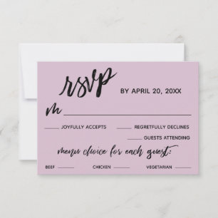 Lässiges Handwriting Menü Auswahl Light Mauve UAWG RSVP Karte