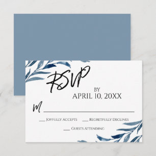 Lässiges Handwriting von Skripten Blau gestrichene RSVP Karte