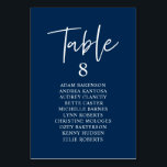 Lässiges Hochzeitsessen, Sitzplan Tischnummer<br><div class="desc">Hochzeitliches Abendessen Gästekarte,  moderne lässige Navy Blue Script. Passen Sie den Text an und / oder entfernen und füllen Sie mit Ihrem Hochzeitskonzert themed.</div>