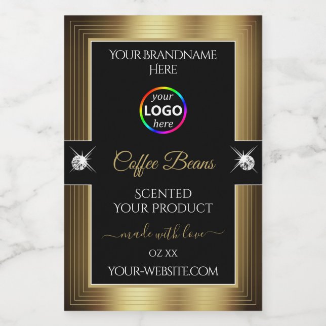 Lässiges Logo für das Logo "Black Shiny Coffee Bro Lebensmitteletikett (Einzelnes Label)