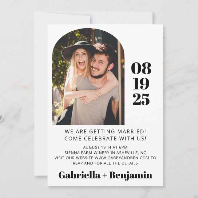 Lässiges Minimalistisches Foto in einer Hochzeit Einladung (Vorderseite)