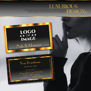 Lässiges Orange Frame Schwarz Logo hinzufügen Luxu Visitenkarte