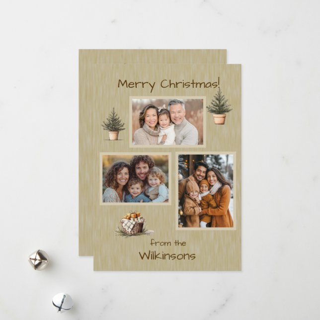 Lässiges rustikales Weihnachtsfest Foto Feiertagskarte (Vorderseite/Rückseite Beispiel)