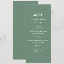 Lässiges Sage Green Minimalistisch Elegante Hochze Menükarte